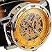 Voberry Classic Men's Leather Dial Skeleton Mechanical Sport Army Wrist Watch