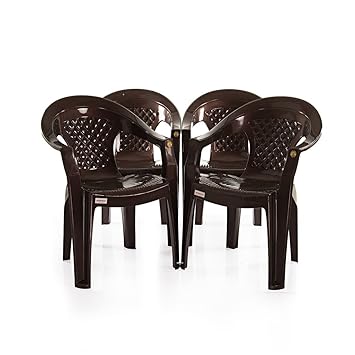 Varmora Medium Back Chair Set of 4 (Diamond - Brown)