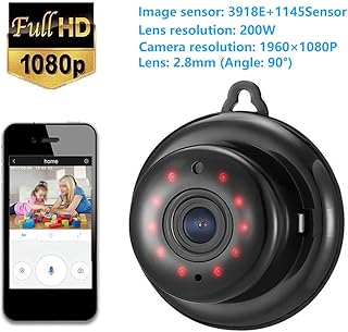 Mini Überwachungskamera,WiFi/WLAN IP Kamera/1080P WiFi Kamera mit Bewegungsmelder Aussen und Infrarot Nachtsicht,2-Way Audio，Nachtsicht, Videowiedergabe-Schwarz