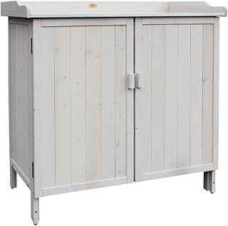 HABAU Gartenschrank"Lino" mit integriertem Pflanztisch, grau, 98 x 48 x 95 cm