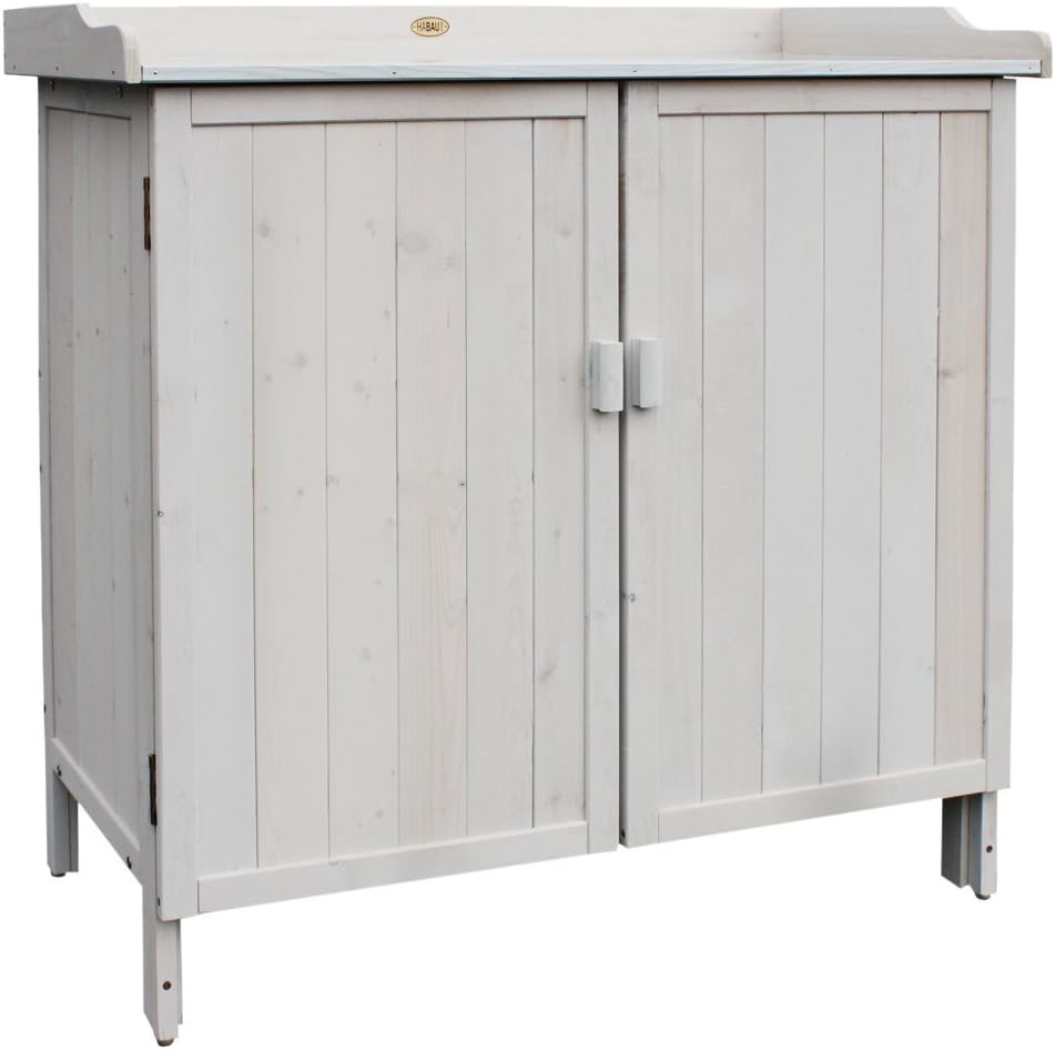 HABAU Gartenschrank"Lino" mit integriertem Pflanztisch, grau, 98 x 48 x 95 cm