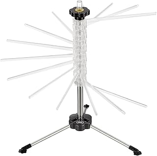 PAGILO Nudeltrockner für bis zu 2kg Nudeln, 14 ausziehbare Sprossen, integrierter Transportierstab, faltbar - Spaghetti-Trockner, Pasta-Trockner