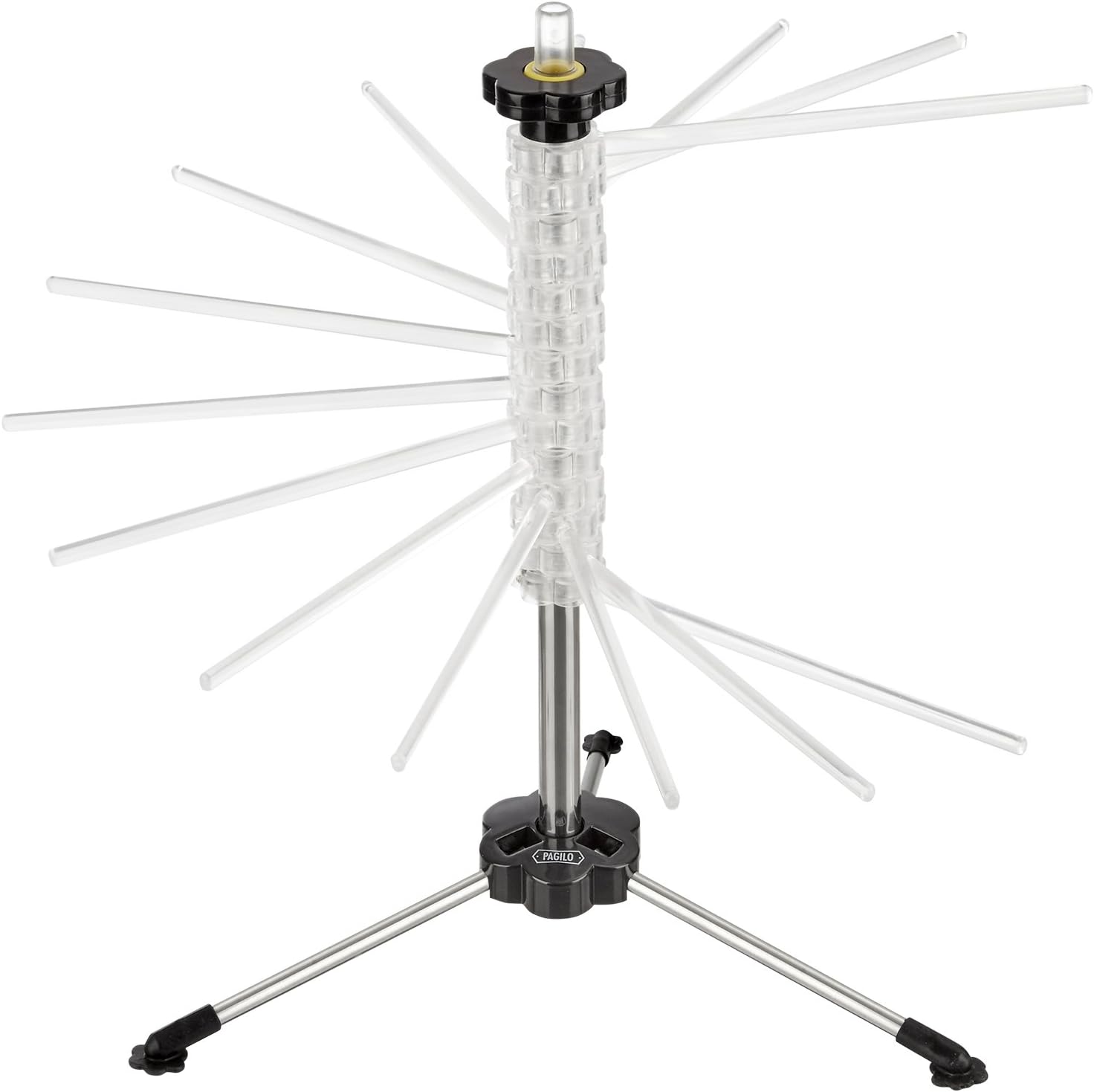 PAGILO Nudeltrockner für bis zu 2kg Nudeln, 14 ausziehbare Sprossen, integrierter Transportierstab, faltbar - Spaghetti-Trockner, Pasta-Trockner