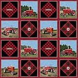 FARMALL CHEATER QUILT ALLOVER COTTON FABRIC-INTERNATIONAL HARVESTER FARMALL TRACTOR COTTON FABRIC SOLD BY THE YARD