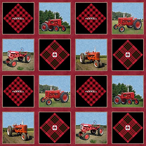 FARMALL CHEATER QUILT ALLOVER COTTON FABRIC-INTERNATIONAL HARVESTER FARMALL TRACTOR COTTON FABRIC SOLD BY THE YARD