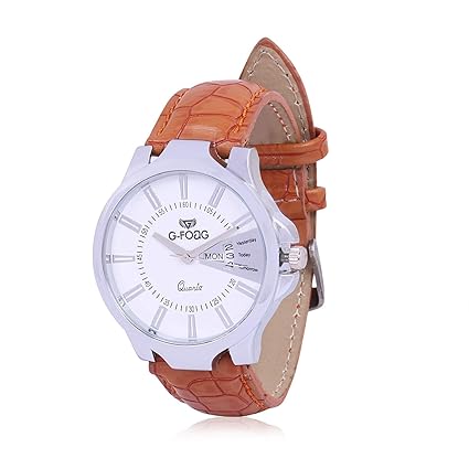 Analogue White Dial Mens & Boys Watch (GF-Brown_1)