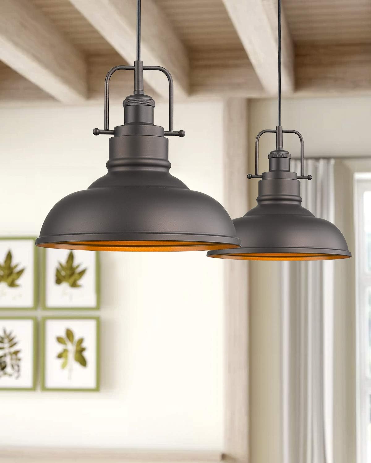 Zeyu Farmhouse Pendant Light, 1-Light Industrial Hanging Light Fixture 11-inch, Oil Rubbed Bronze Finish, 016-1 ORB - - 