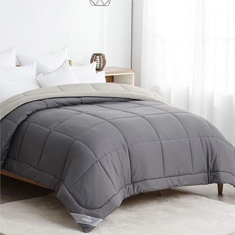 Bedsure Down Alternative Comforter Queen Full Size Dark Grey Light