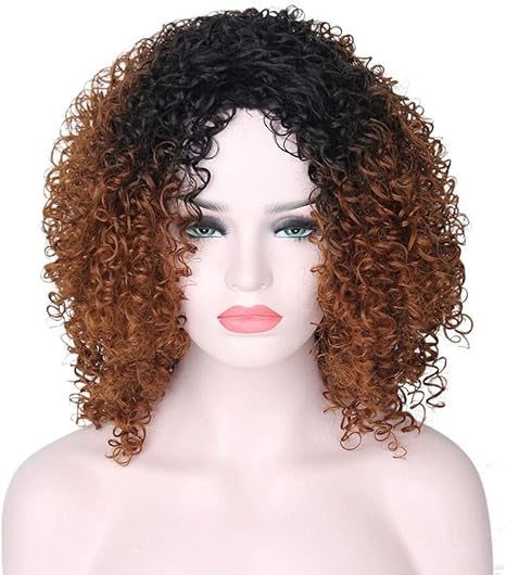 Small Roll Lady Wig Medium Length Curly Hair Hairpieces Adults