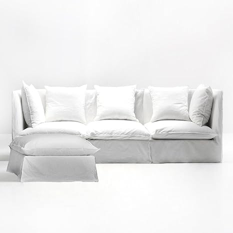 Gervasoni Ghost Sofa With Ottoman White Fabric Lino Bianco Amazon De Kuche Haushalt