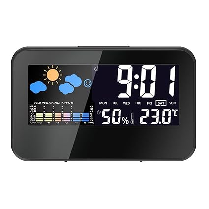 Kopper Digital Weather Station Thermometer Hygrometer Alarm Clock with Colorful LED Display Smart Sound Control Calendar Backlight Function