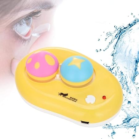 Amazon コンタクトレンズ クリーナー ポータブルコンタクトレンズ クリーナーキット デイリーケアバッテリーのない コンタクトレンズ クリーニング コンタクトレンズ クリーナー 洗浄器 携帯用 便利 黄 Shoutong 日用品