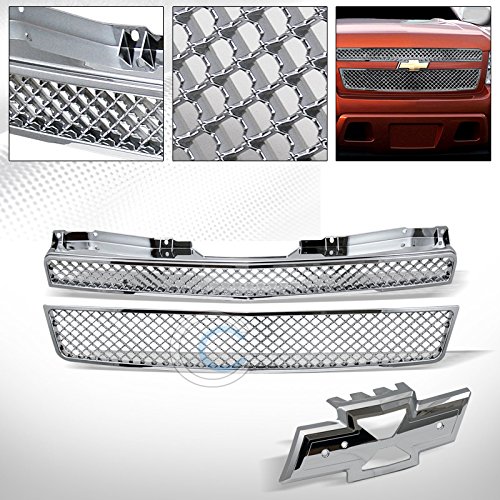 R&L Racing Chrome Mesh Front Hood Bumper Grill Grille 2007-2014 for Chevy Tahoe/Suburban/Avalanche
