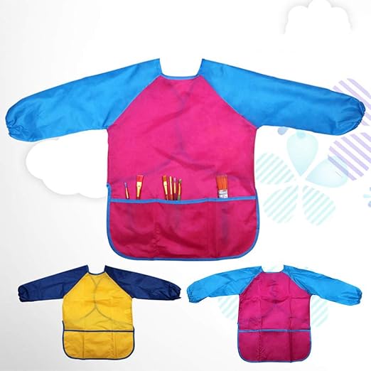 IJKLMNOP Kids Art Aprons, Children's Painting Aprons with Long Sleeve