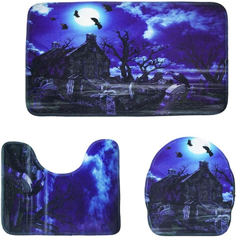KIKOY 3pcs Halloween Toilet Mat Bath Mat Bathroom Kitchen Carpet Doormats Decor