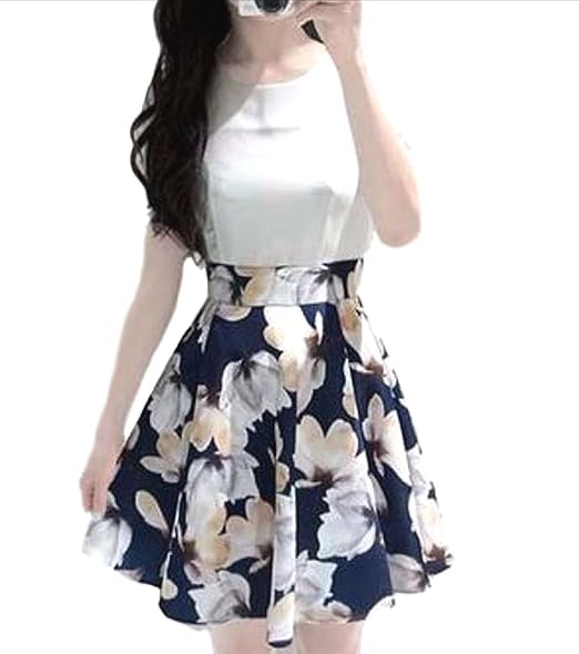 Amazon Co Jp プチドフランセ Petit Etc Francais フレア ワンピース スカート 部分 花柄 03 白 ｌ 服 ファッション小物