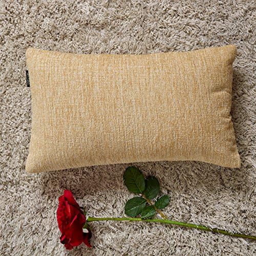 Hey Tang Pack of 2, Chenile Velvet Soft Soild Decorative Square Throw Pillow Covers Set Cushion Case for Sofa Bedroom Car 12 x 20 Inch 30 x 50 Cm,PapayaWhip