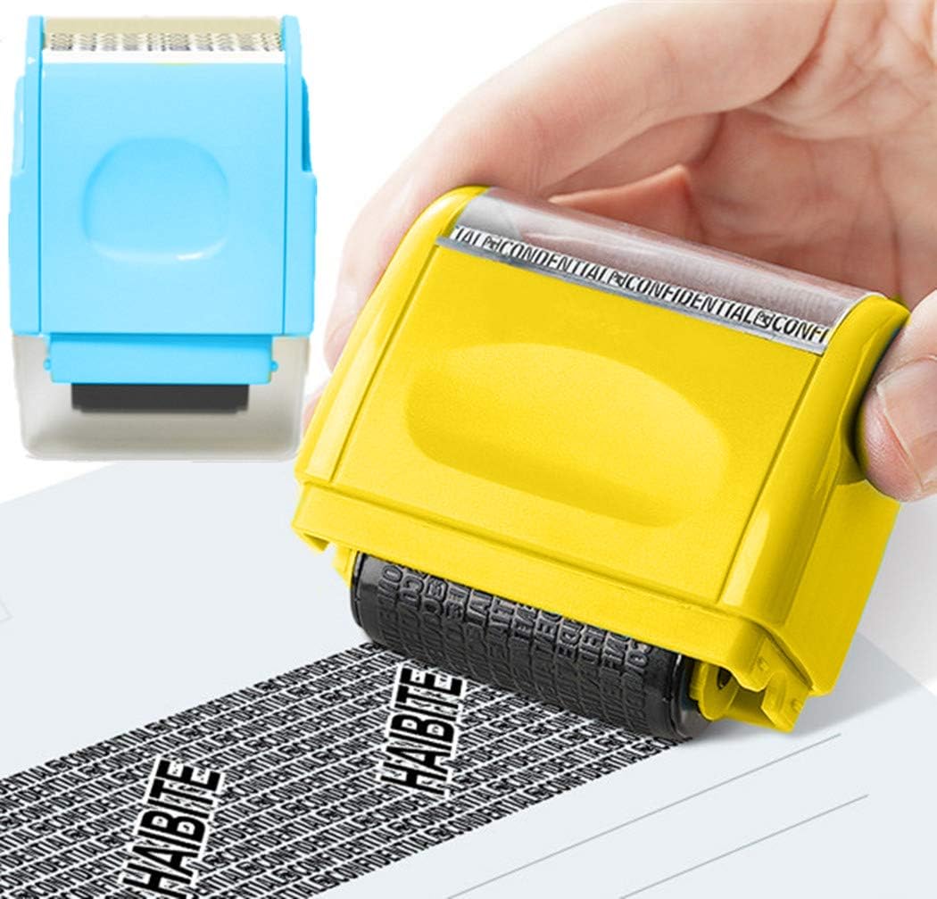 2PCS Wide Roller Stamps, Unlimited ReInking Identity Theft Prevention