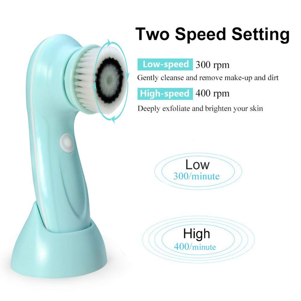CARESHINE Face Brush Waterproof Electric Exfoliation & Cleansing System Soft Silicone Brush Face Washing Machine With 3 Heads Minimize Pores + Help Get Rid of Acne and Blackheads