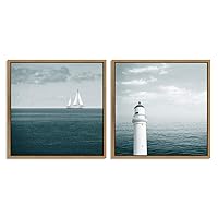 2 Piece Framed Canvas Wall Art Sailboat in The Sea Canvas Prints Home Artwork Decoration for Living Room,Bedroom - 16