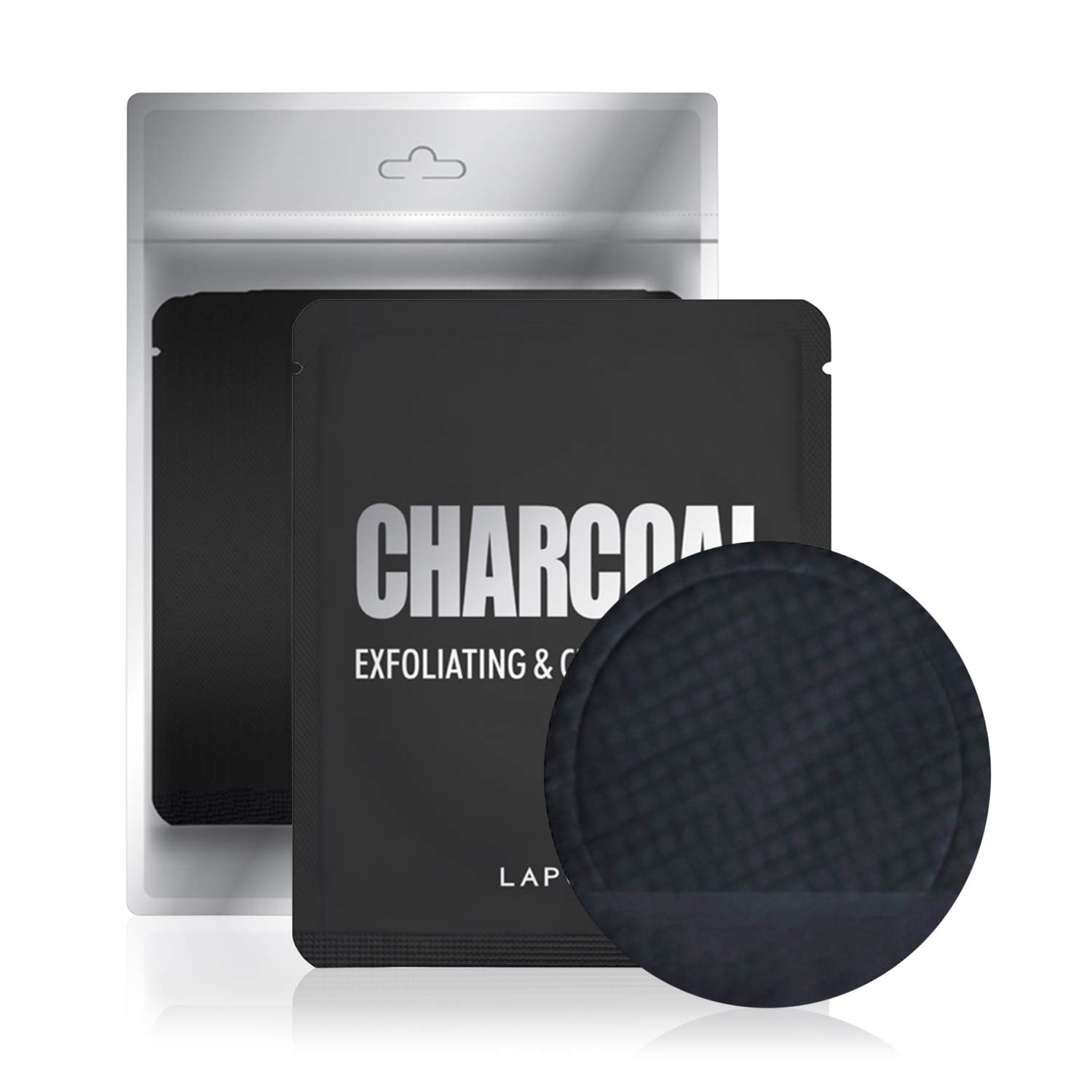 LAPCOS Exfoliating and Cleansing Pad, Clear Complexion Treatment for Acne Prone or Aging Skin, Korean Beauty Favorite, Individually Packaged (5 Pack, Charcoal)