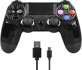 PowerLead Compatible con Mando PS4, inalámbrico Controlador de Juegos Seis Ejes Dual Vibration Gamepad para Playstation 4 y Playstation 3 y PC con Led Touch Pad y Conector de Audio 