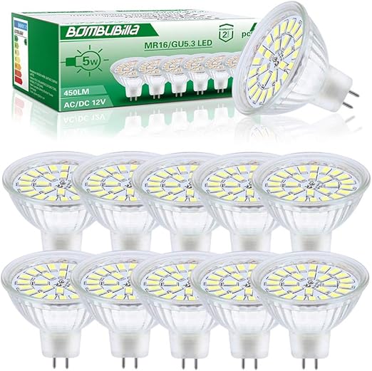 Led Lampen Mr16 Bombubilla Gu5 3 Led Birne 12v 5w Ersetzt 50w Halogen Kaltweiss 6000k 10er Nicht Dimmbar Amazon De Beleuchtung