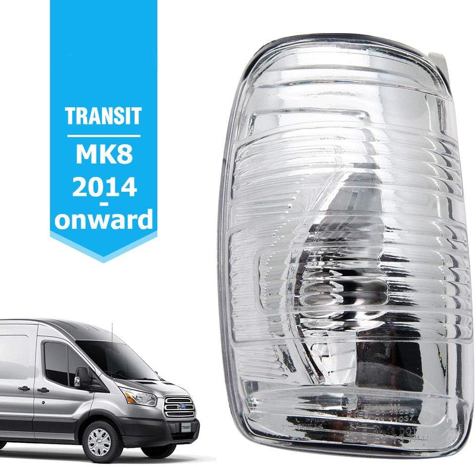 HugeAuto Wing Mirror Indicator Lamp Lens Cover Compatible with Transit MK8 2014 Onwards Passenger Left Side(MPN:1847387,1847389)