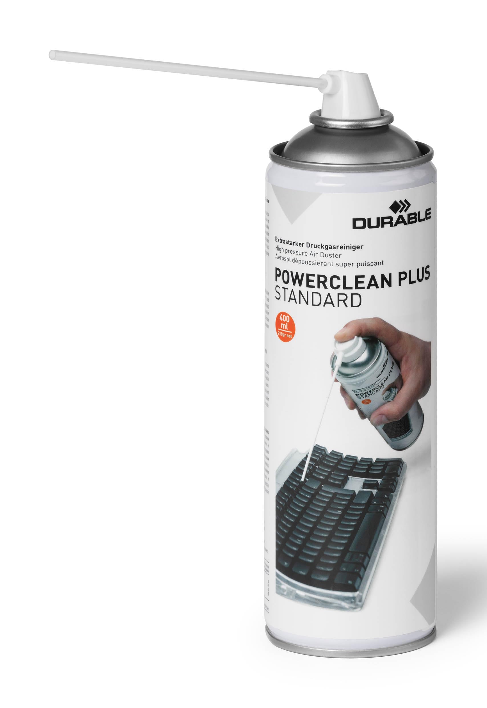 Durable POWERCLEAN Extra-Strong Compressed Air Duster, HFC-Free and Electronics Safe Canned Air Cleaner, PC and Keyboard Condensed Spray Can, 400ml