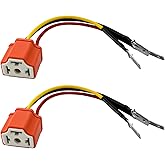 Yourkar 2PCS Ceramic H4 9003 HB2 Wiring Harness Headlight Socket, Pigtail Socket Female Plug with 3 Adapter, 16AWG Headlight Connector Fixs Un-Standard H4 Plug Pin, Car Accessories