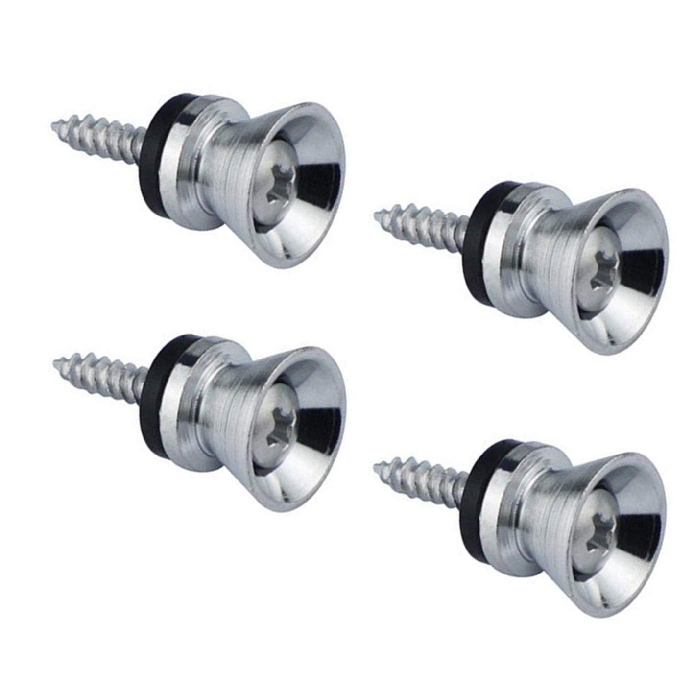 JIANZHENKEJI Pack of 4 Strap Lock Button Knobs Metal End Pin for Acoustic Guitar Classical Guitar Electric Guitar Bass Ukulele (Chrome)
