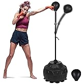 Reflex Speed Bag with 2Ball Thick Base Punching Bag Free Standing Boxing Bag with Adjustable Height & Reinforced Spring Strong Durable Relief Stress Ball for Boxer Fitness Person