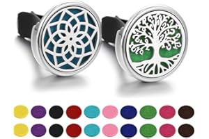 KLHCDUO 2PCS Car Essential Oil Diffusers,20 Felt Pads, Stainless Car Essential Oil Diffusers with Exhaust Clamps