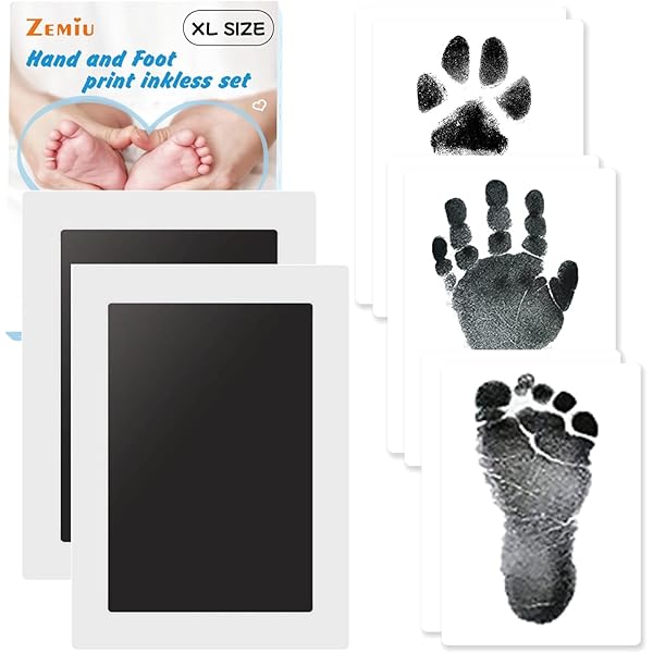 Kit De 18 Piezas De Huellas Y Huellas Sin Tinta Para Bebé, 6 Almohadillas De Tinta Seguras Para Manos Y Pies Kit De Sello De Huella De Perro Y 12