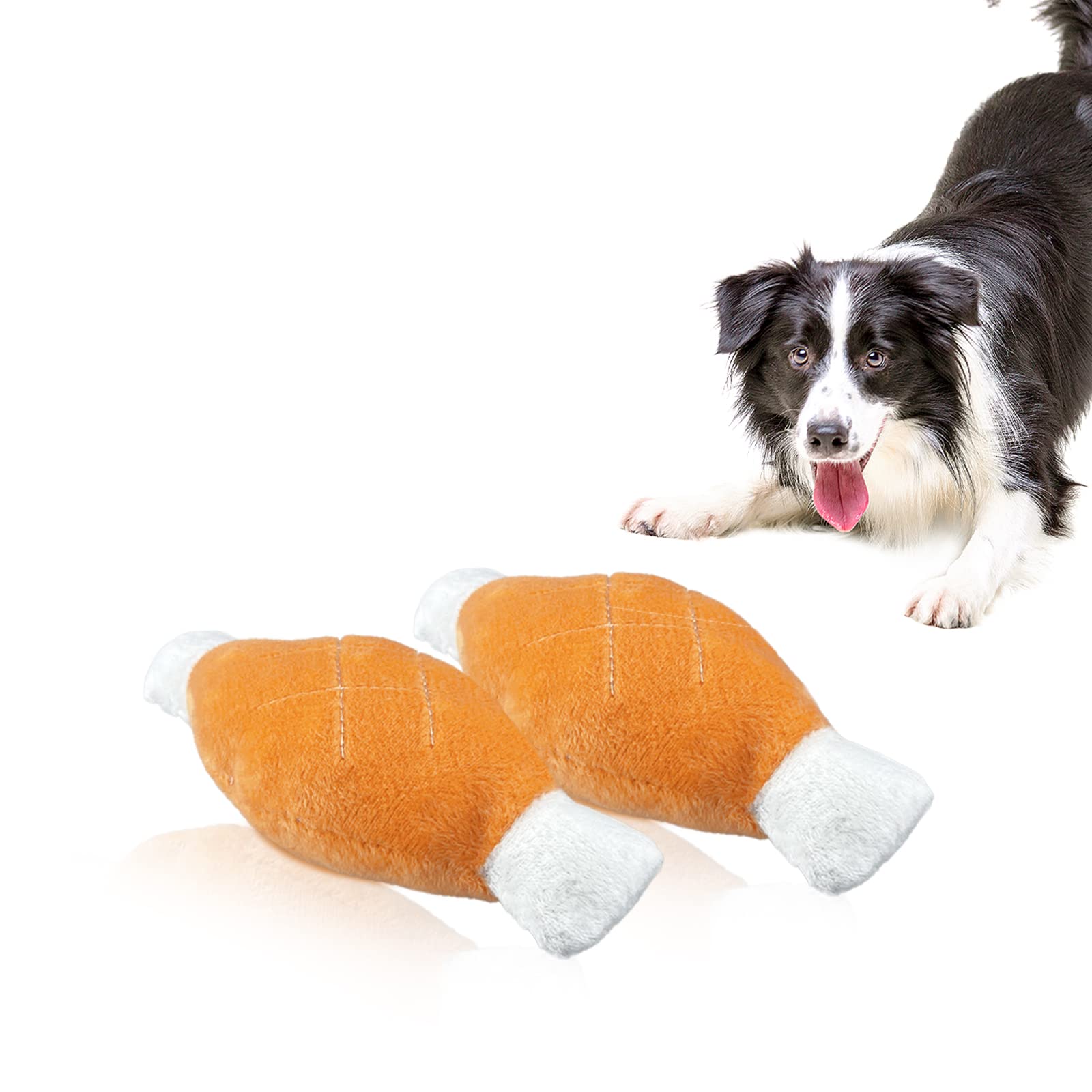 Andiker 2pcs Dog Squeaky Toy, Dog Chicken Legs Bone Pet Funny Squeaky Toy Dog Plush Toy for Small Medium Large Dogs and Cats (2pc)