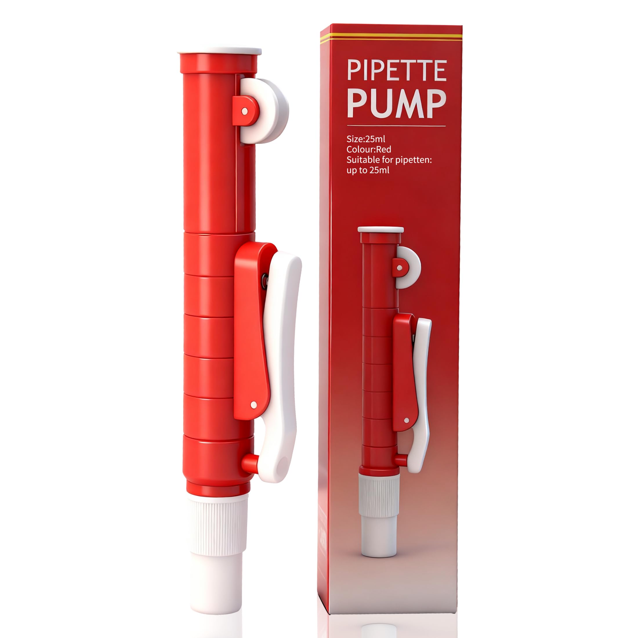 AMTAST Lab Pipettes Scientific Pipette Pump Filler for Disposable Plastic and Glass Pipettes 25ml, Red