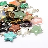 KitBeads 50pcs Natural Crystal Star Pendant Healing Crystal Quartz Chakra Gemstone Rock Charms Mixed For Necklace Jewelry Making