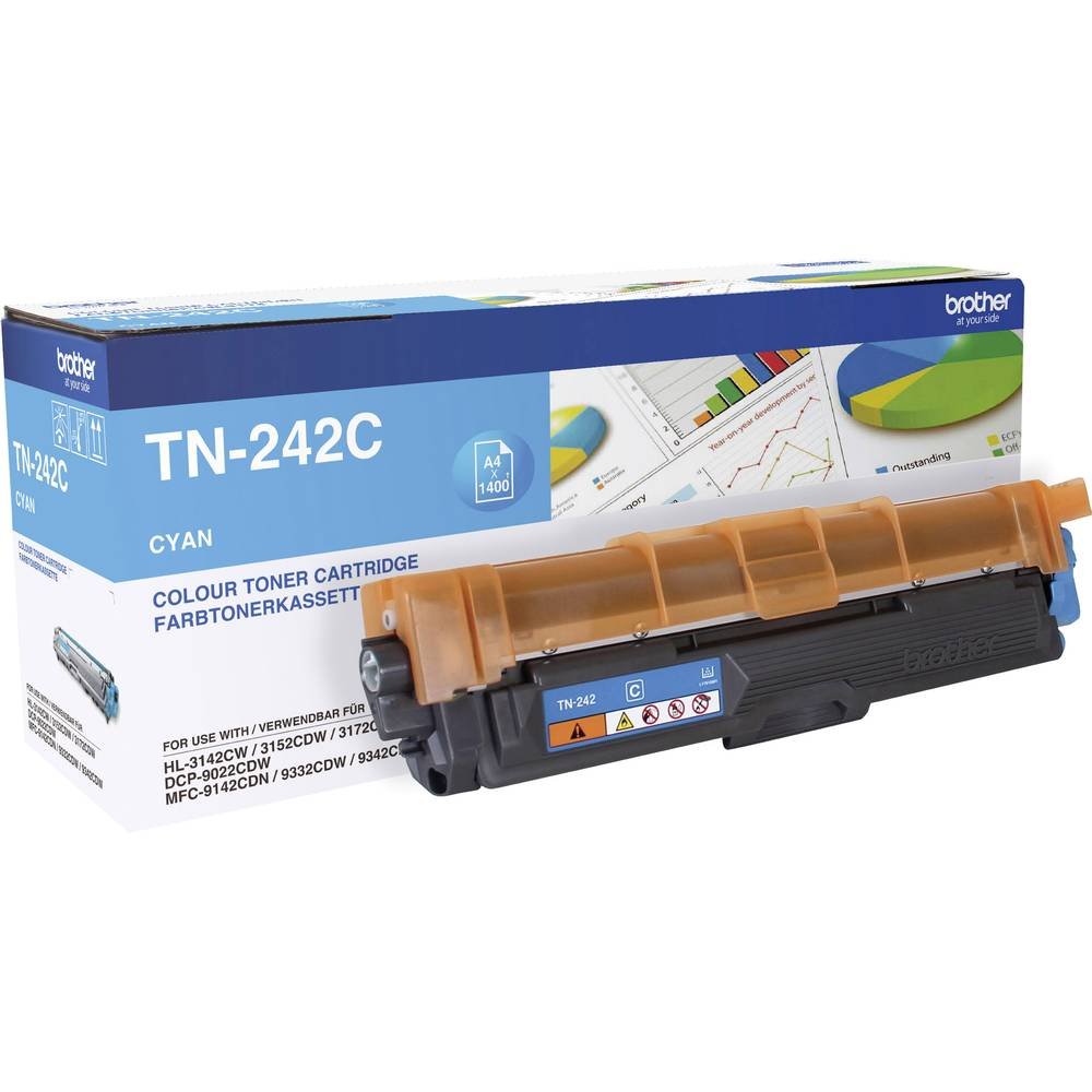 Brother TN-242C Toner Cartridge, Cyan, Single Pack, Standard Yield, Includes 1 x Toner Cartridge, Brother Genuine Supplies