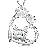 Feijiesi Dog Necklace Sterling Silver Yorkie/Pug/Dachshund Pendant Necklace Dog Jewelry for Women Men
