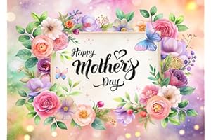 Dudaacvt 7x5ft Happy Mother's Day Backdrop Floral Background I Love You Mom Decorations Mother's Day Family Party Background