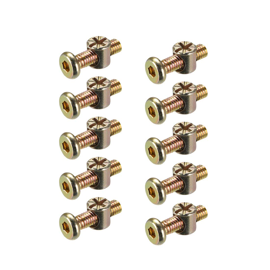 sourcing map M6 x 20mm Furniture Bolts Nut Set Hex Socket Screw with Barrel Nuts Phillips-Slotted Zinc Plated 10 Sets