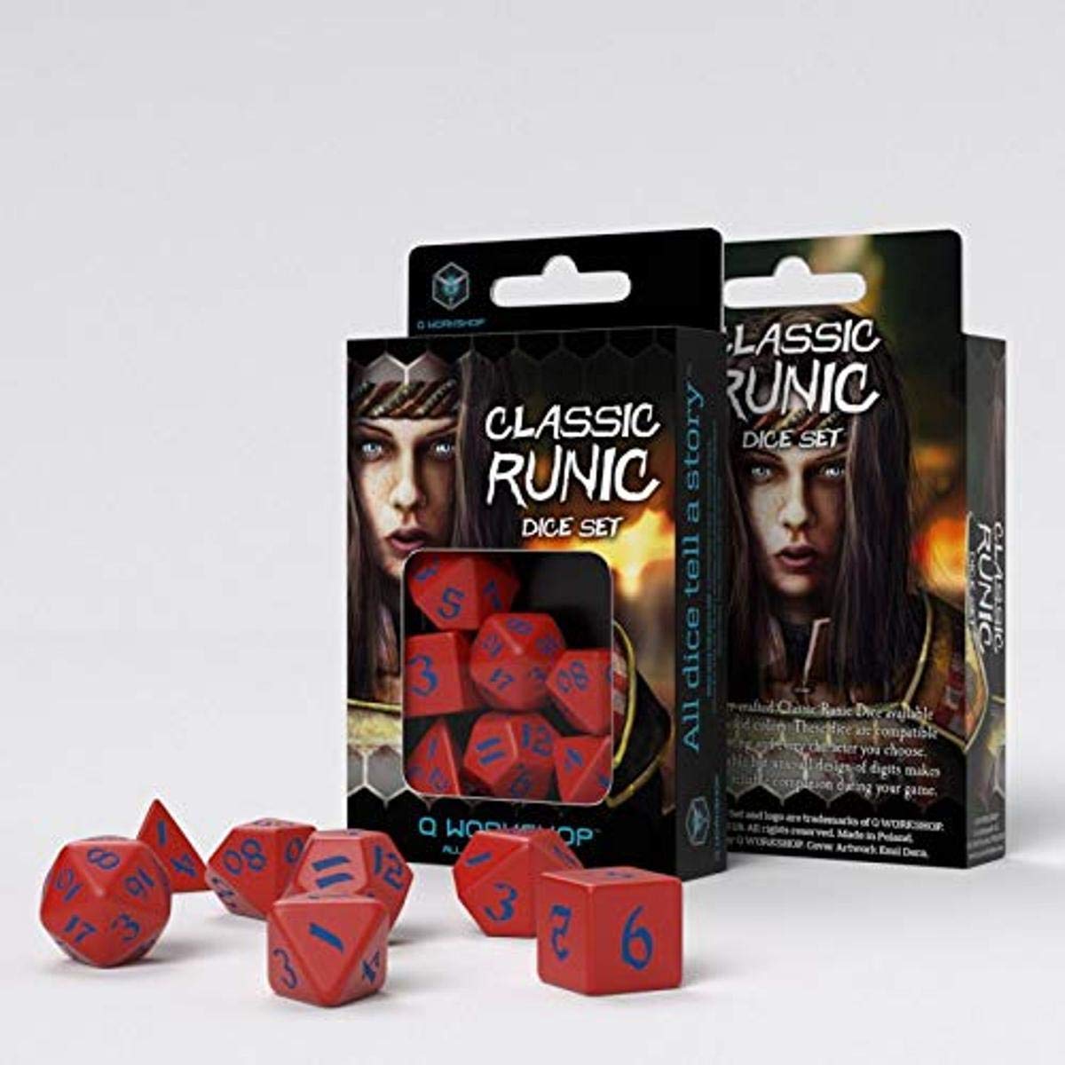 Q-Workshop CLR2A Classic Runic Red/Blue Dice Set (7)