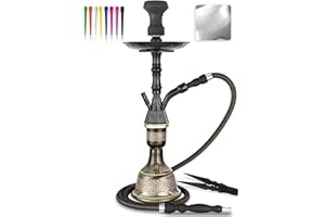 Hoowa Hookah Set Zinc Alloy Stem Art Vase Include Accessories Premium Shisha Hookah (Matte Black)