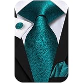 Hi-Tie Mens 70 inches Tie Set Extra Long Necktie With Cufflinks Handkerchief For Big and Tall Men Business Wedding