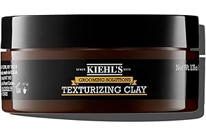 Kiehl's Grooming Solutions Texturizing Clay, Matte Hair Clay for Men, Medium Long-lasting Hold, Shapes & Texturizes Men's Hairstyles, Rinses Clean, with Moroccan Lava Clay & Essential Oils - 1.75 oz