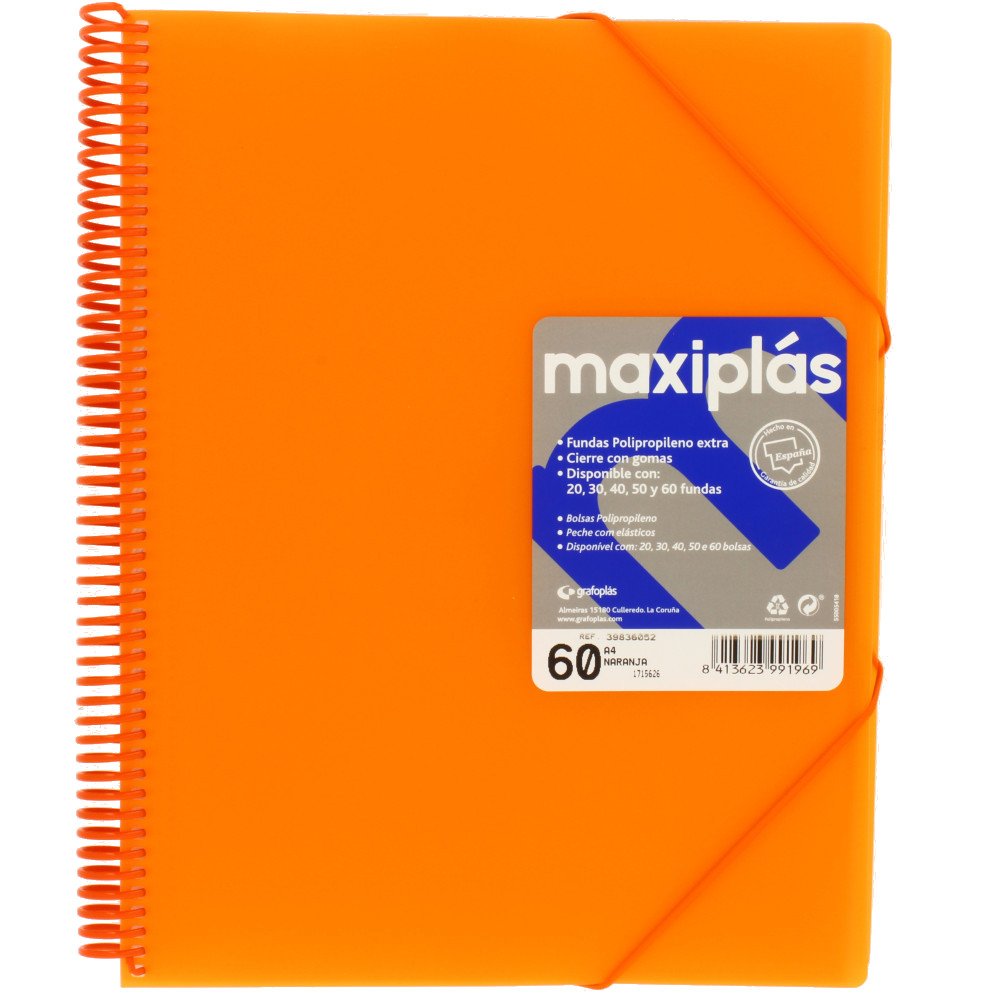 grafoplás 39836052-carpeta Orange 60 Pockets A4 with Envelope, with Spiral