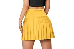 SANGTREE Women Tennis Skirt Pleated Athletic Skorts with Pockets Girls High Waisted Workout Pickleball Shorts