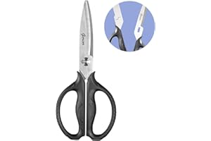 GERIOR Food Scissors - Stainless Steel Kitchen Shears for Food, Chicken, Meat, Vegetables & Herbs (Black)