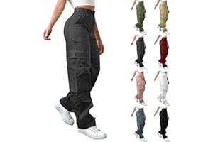 GOHRSHA Women High Waisted Wide Leg Cargo Pants Baggy Stretchy Casual Trousers Streetwear Fashion Trendy Travel Outfits