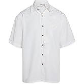 Bamboo Cay Mens Short Sleeve Island Leaf Nation Casual Embroidered Woven Shirt